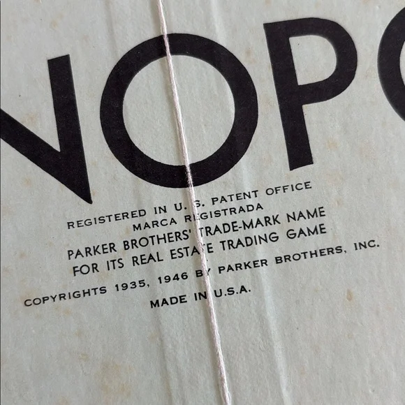 Vintage Monopoly Board Game 1935, 1945 Ephemera Collectible Paper Art Crafts